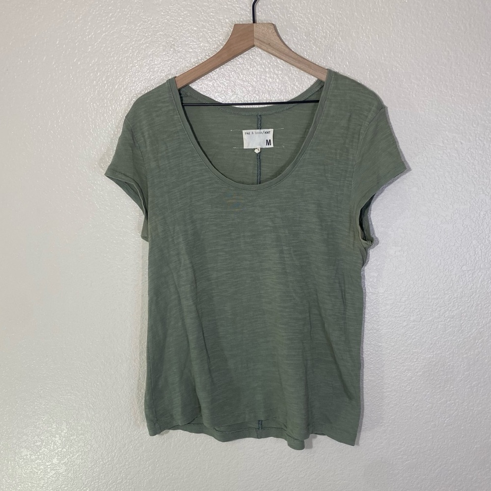 Rag & Bone Womens Size medium Knit Short Sleeve T-shirt 100% Cotton Green